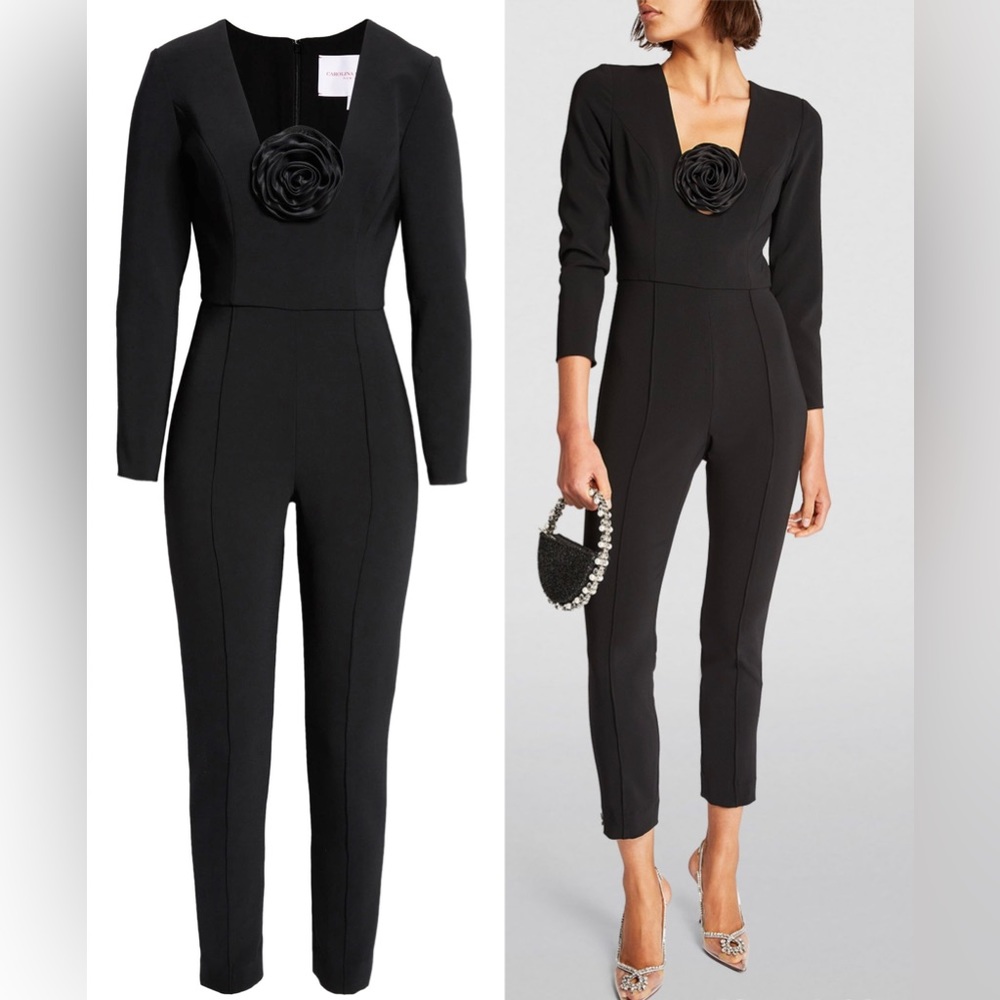 Carolina Herrera Rosette Detail Long Sleeve Jumpsuit